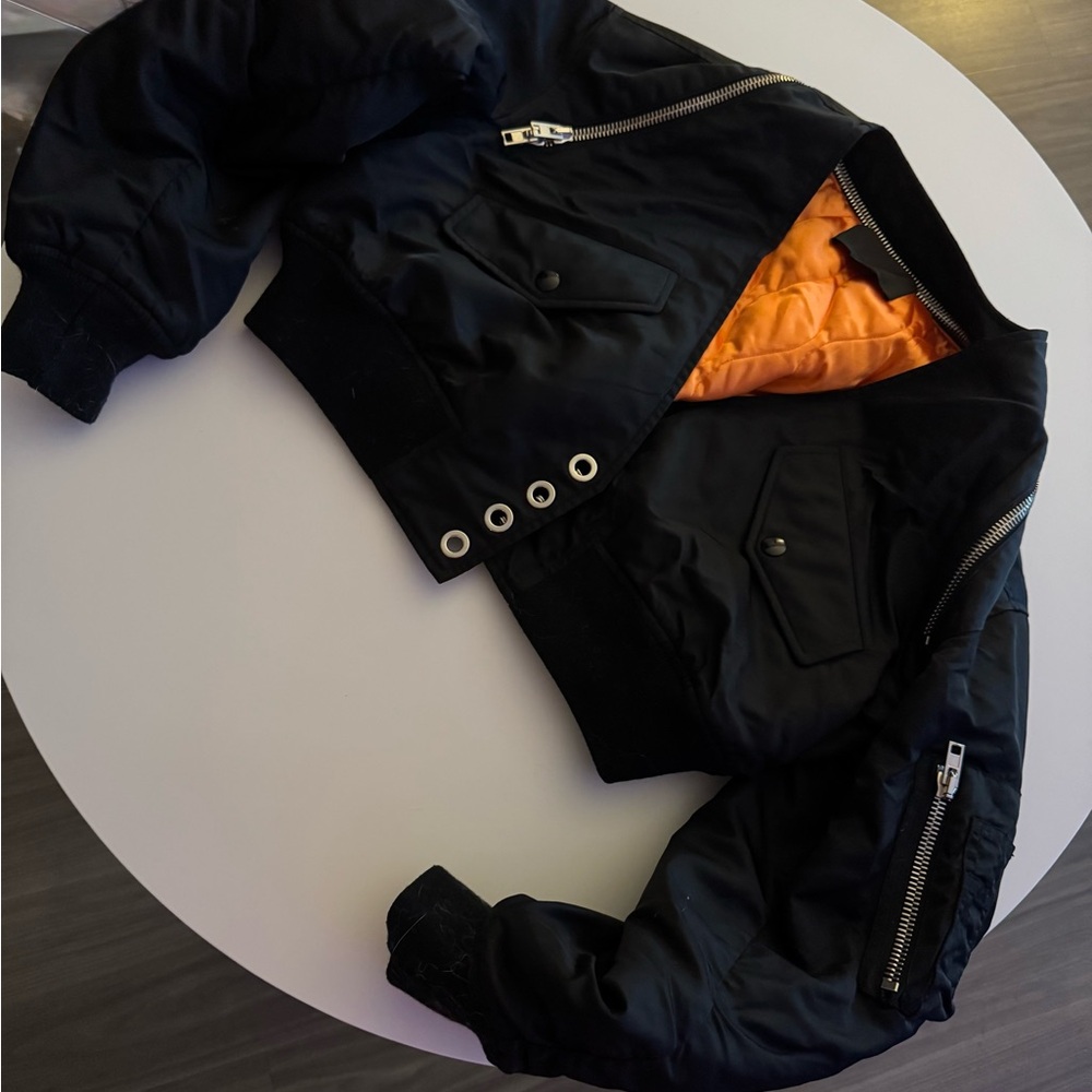 Alexander Wang Black Bomber Jacket with Orange Interior